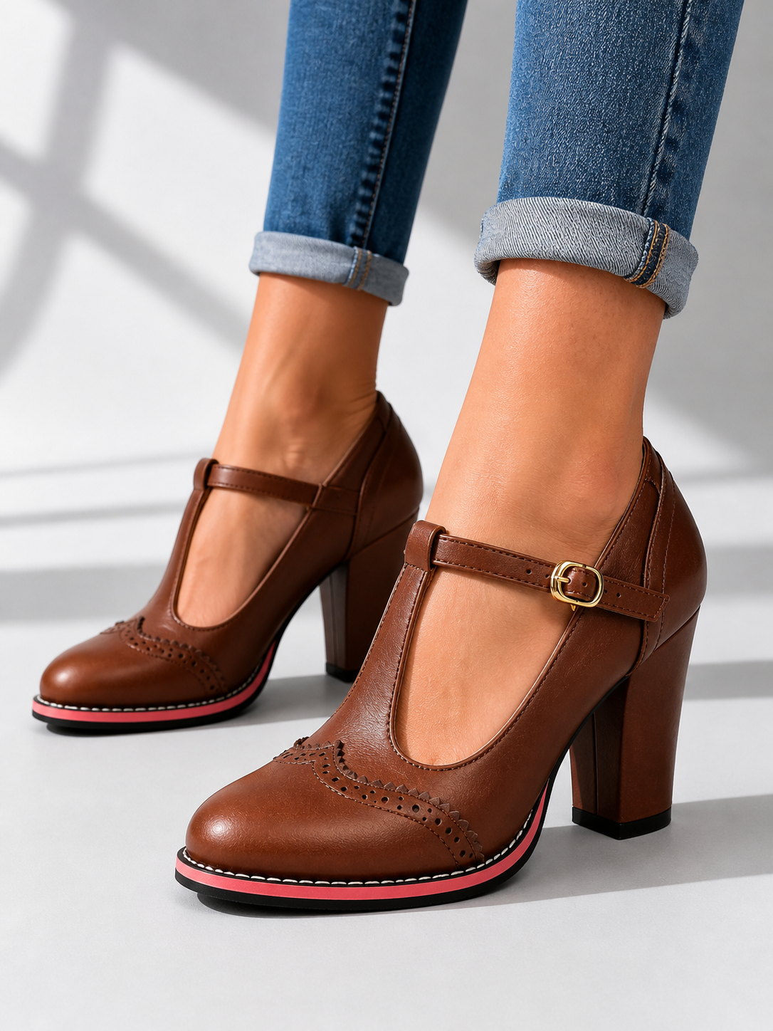 Oliver & Blake Orsini Brogue T-Bar Women's Heels