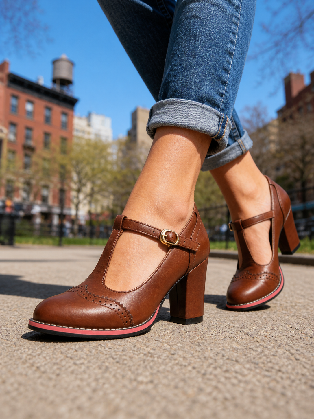 Oliver & Blake Orsini Brogue T-Bar Women's Heels