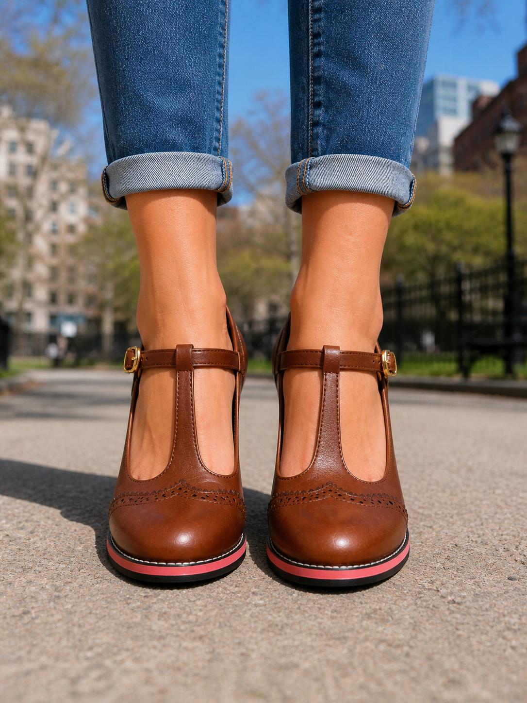 Oliver & Blake Orsini Brogue T-Bar Women's Heels
