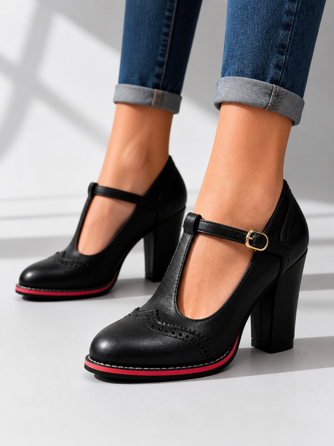 Oliver & Blake Orsini Brogue T-Bar Women's Heels