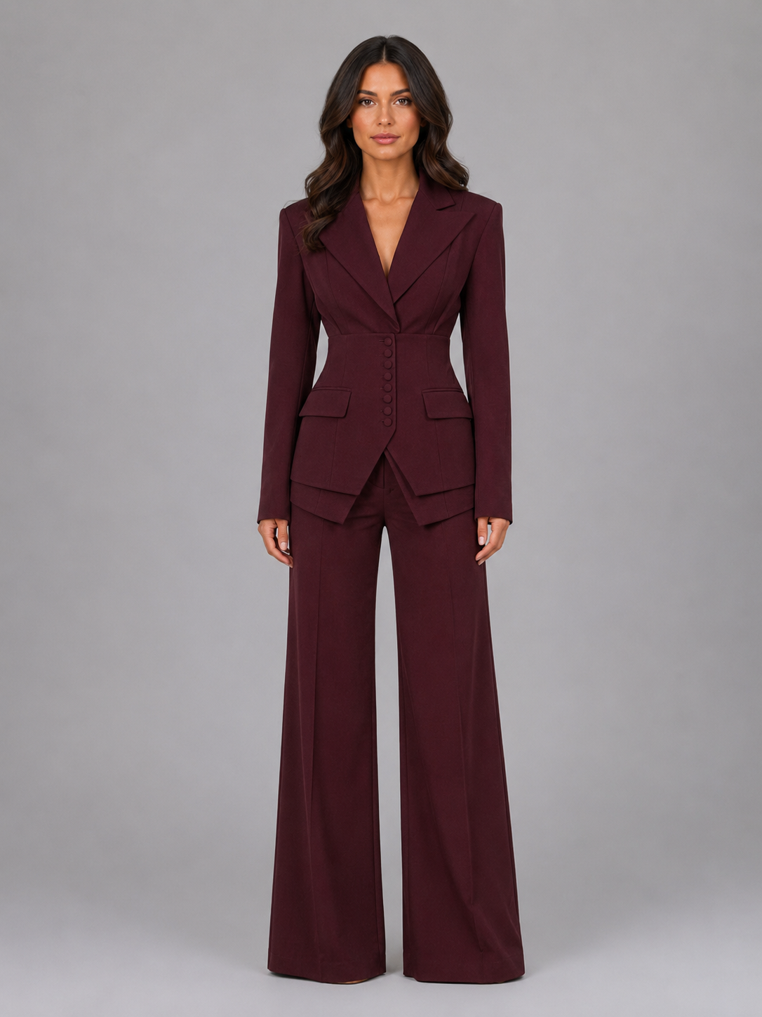 Tailored Cinched Waist Women's Pants Set
