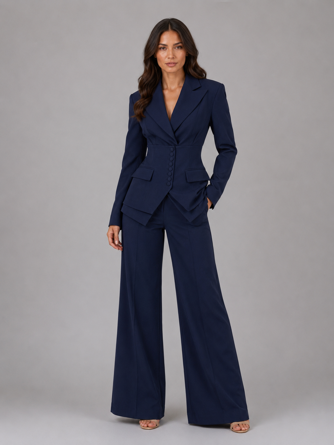 Tailored Cinched Waist Women's Pants Set