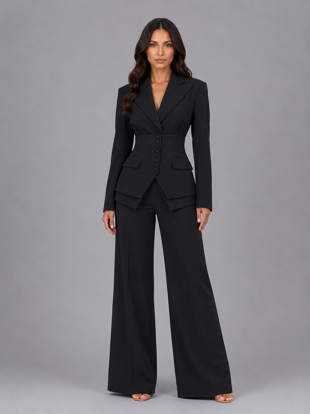 Tailored Cinched Waist Women's Pants Set