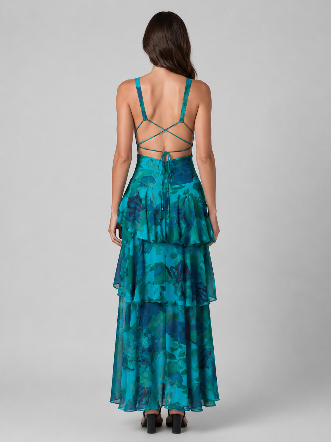 Tiered Ruffle V-Neck Women's Maxi Dress