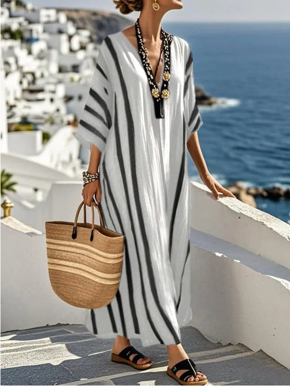 Vivienne Striped Women's Kaftan Dress