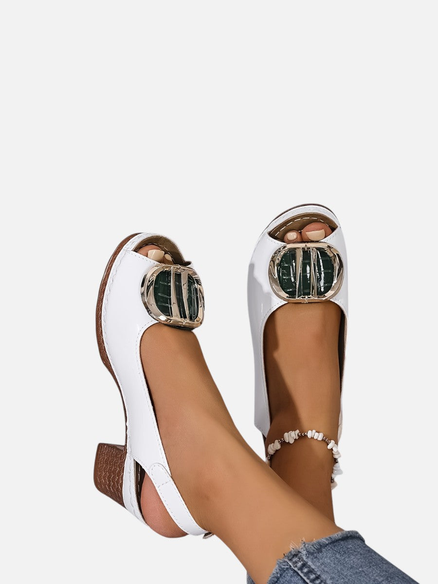 Glossy Comfort Strap Women's Heels