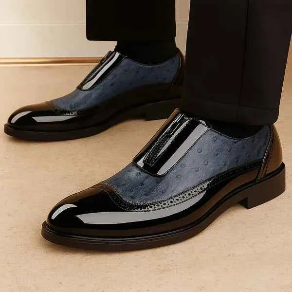 Men's Oxford Ostrich Leather Dress Shoes