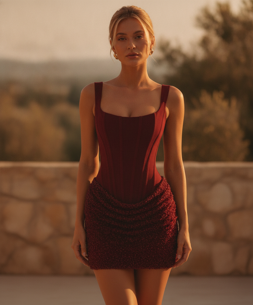 Corset Square Neck Women's Mini Dress