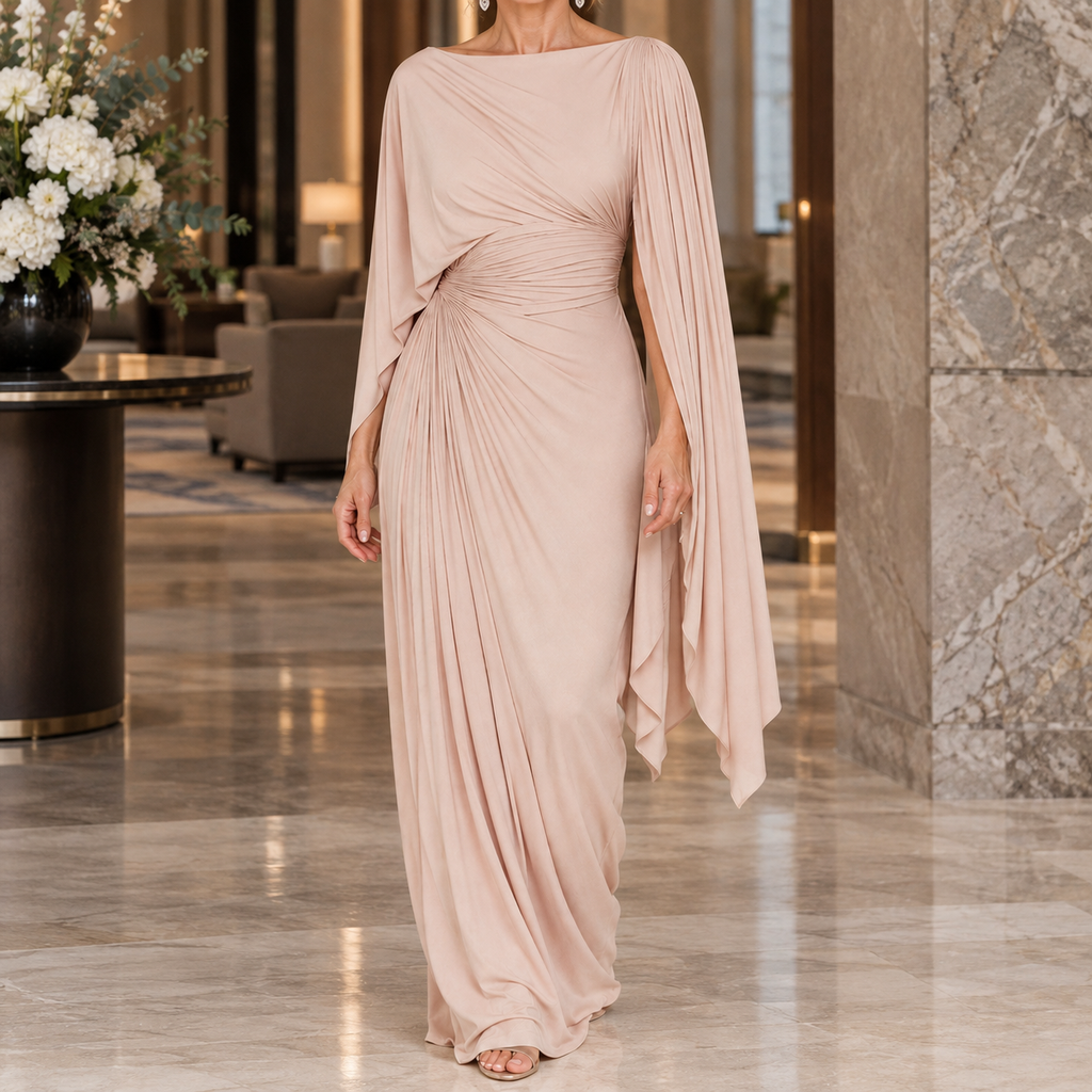 Annabel-Hope Ruched Cape Women's Dress