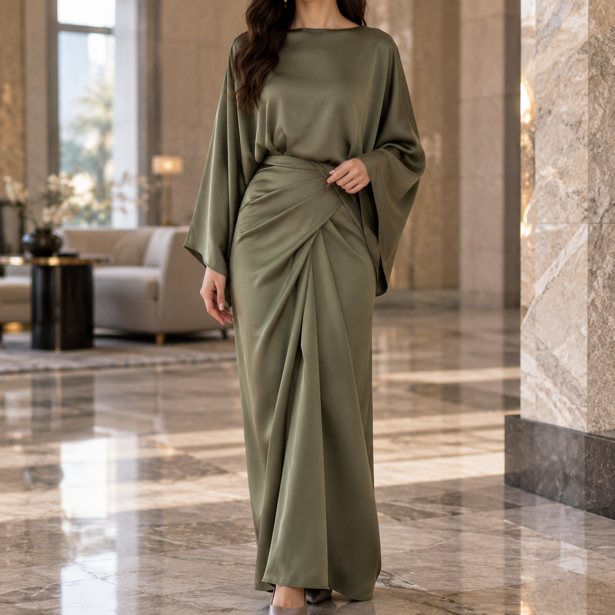Oliver & Blake Cecily-Pearl Draped Women's Maxi Dress