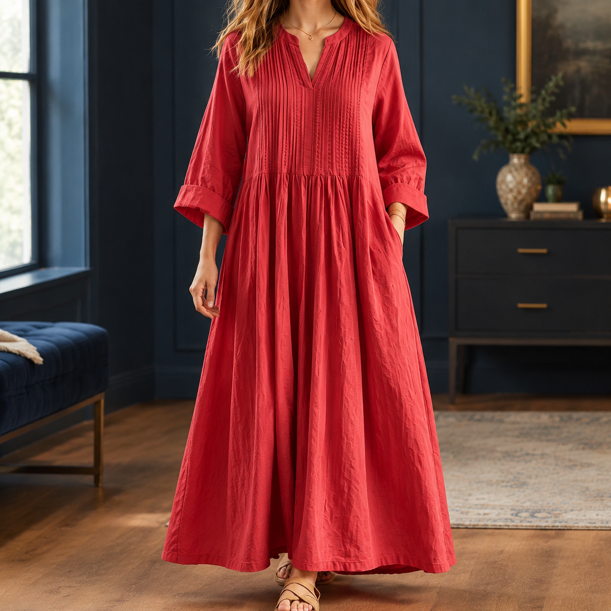 Oliver & Blake Violetta-Jade Pintuck Women's Maxi Dress