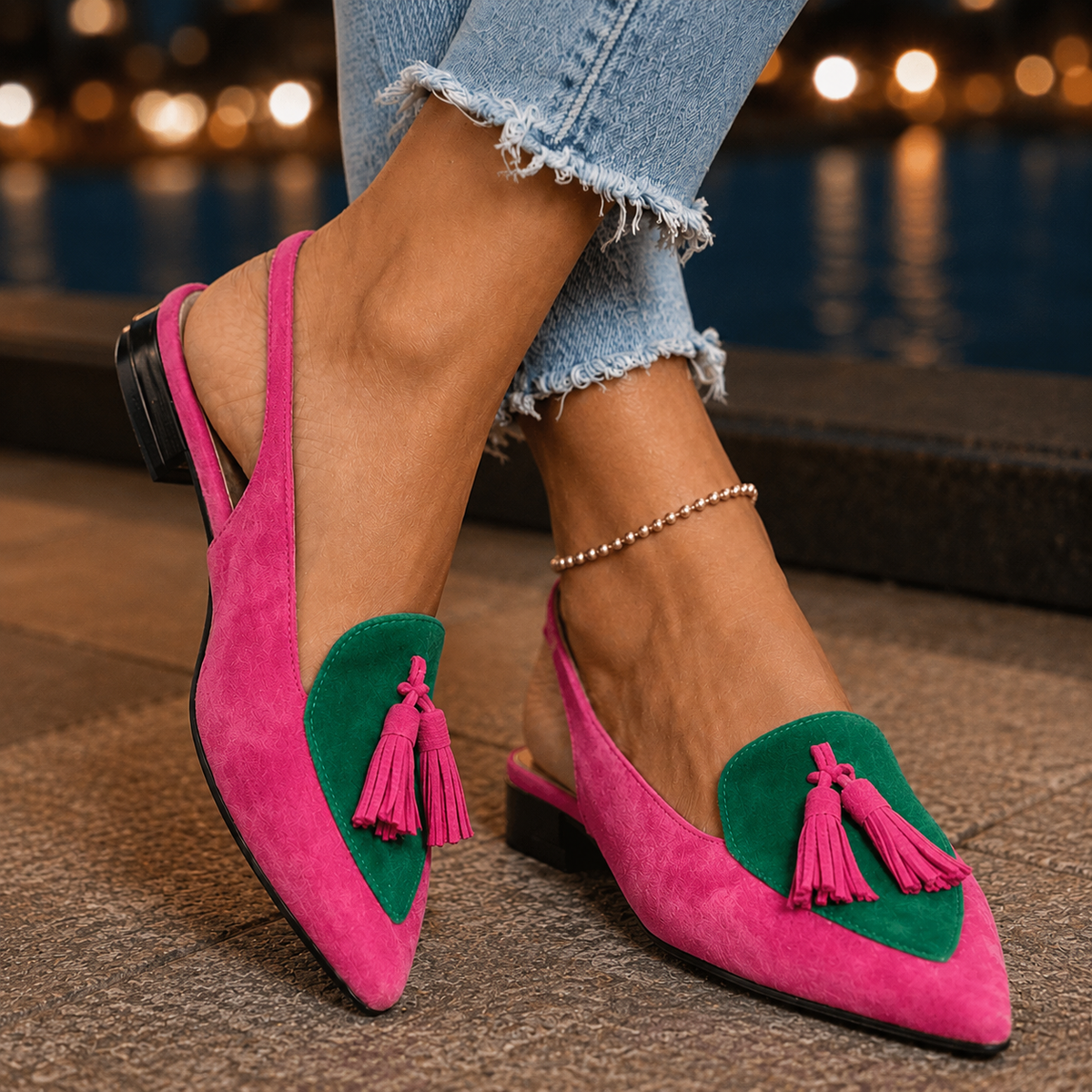 Oliver and Blake Caruso Tassel Slingback Women's Heels