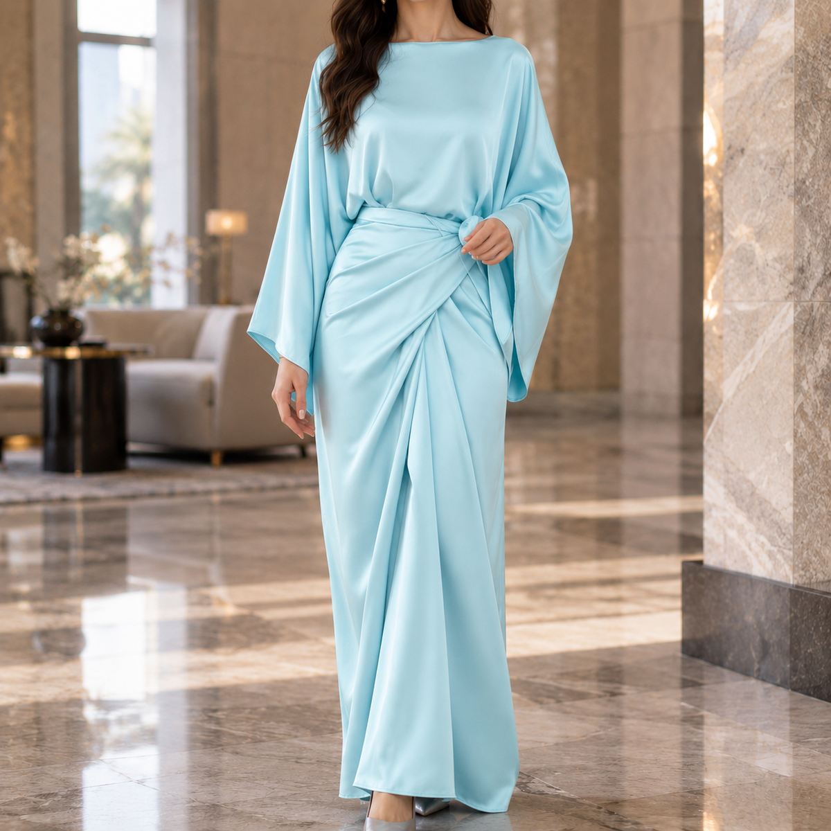 Oliver & Blake Cecily-Pearl Draped Women's Maxi Dress