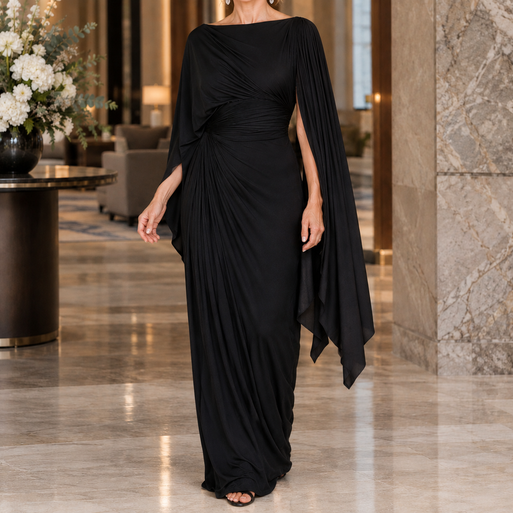 Annabel-Hope Ruched Cape Women's Dress