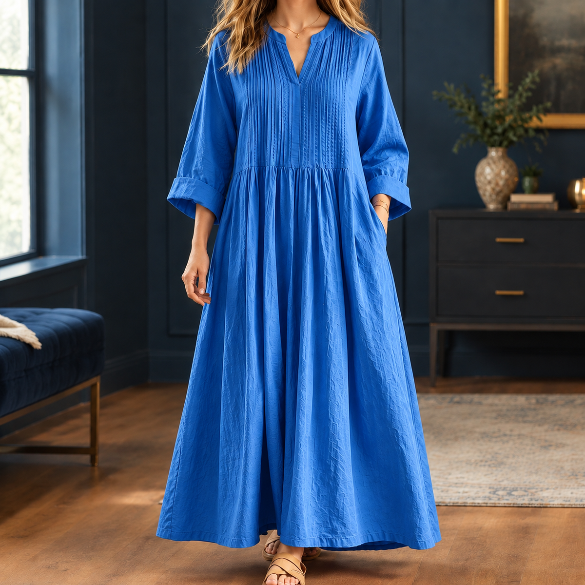 Oliver & Blake Violetta-Jade Pintuck Women's Maxi Dress