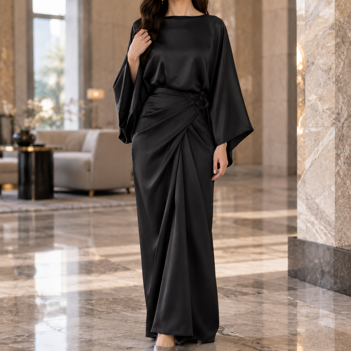 Oliver & Blake Cecily-Pearl Draped Women's Maxi Dress