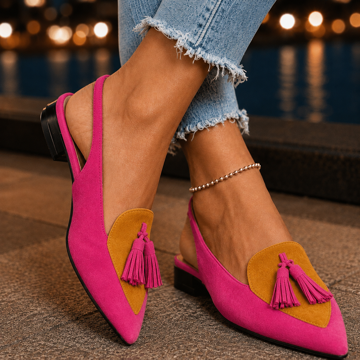 Oliver and Blake Caruso Tassel Slingback Women's Heels
