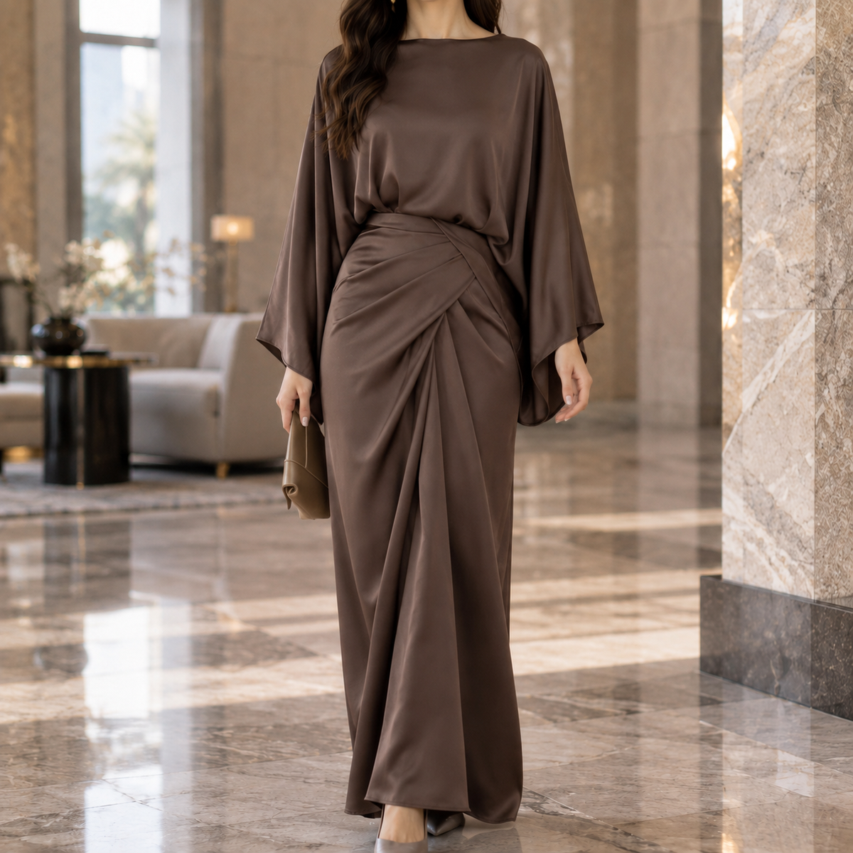 Oliver & Blake Cecily-Pearl Draped Women's Maxi Dress