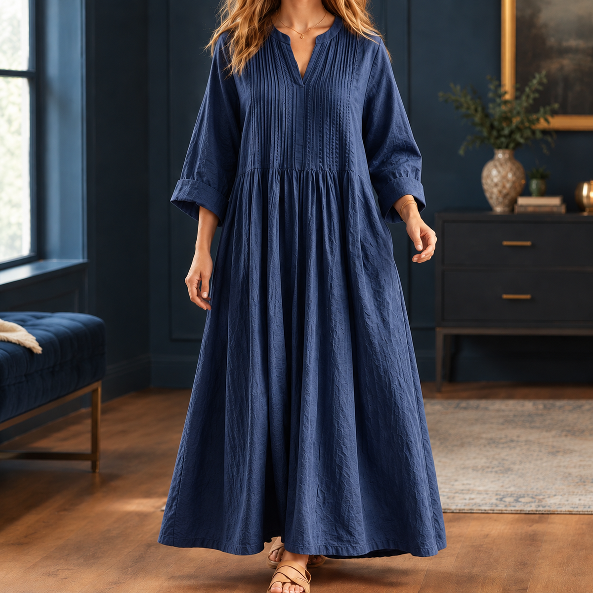 Oliver & Blake Violetta-Jade Pintuck Women's Maxi Dress
