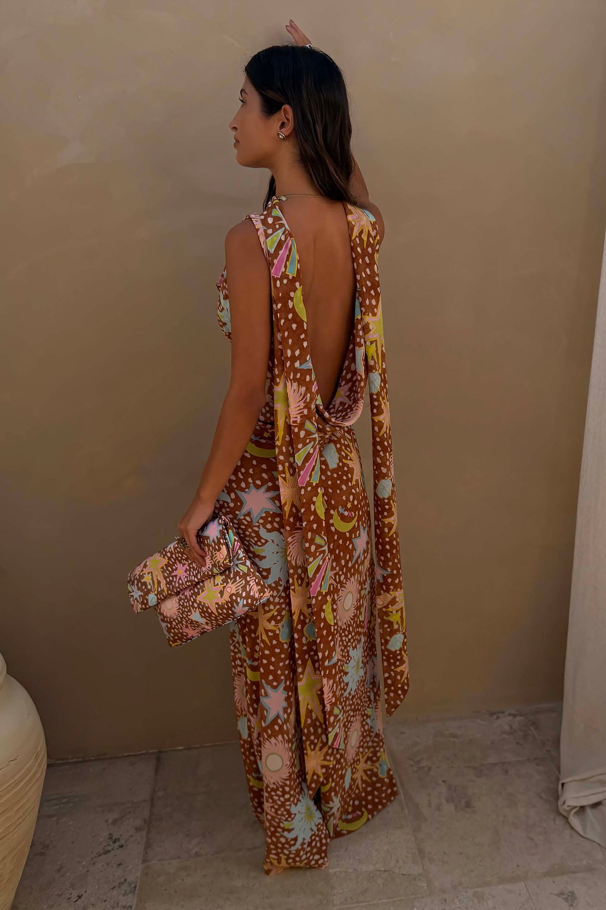 Delia Cowl Neck Halter Women's Maxi Dress