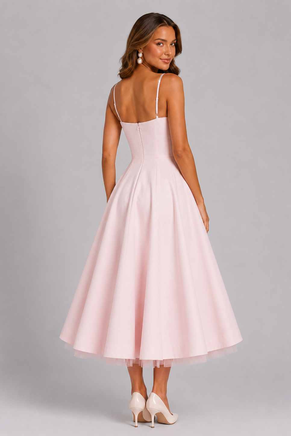 Seraphina Corset Spaghetti Strap Women's Midi Dress